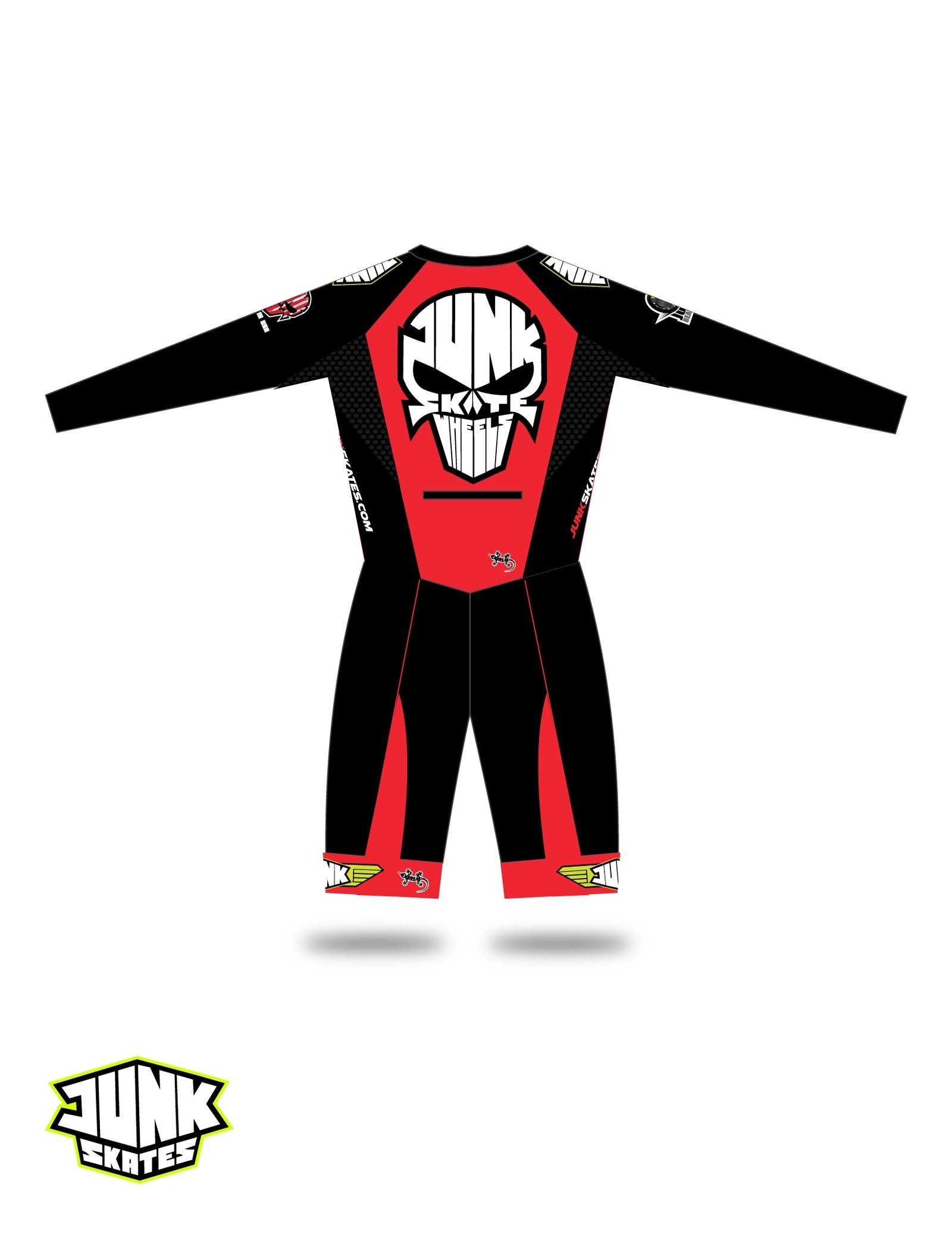 Junk Wheels Skull - Red Pro Racing Suit Long Sleeve