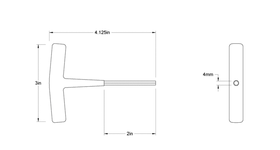 Junk T-Handle Hex Key 4mm π§πΌ β Stainless Steel, Cushion Grip, USA-Made πΊπΈ