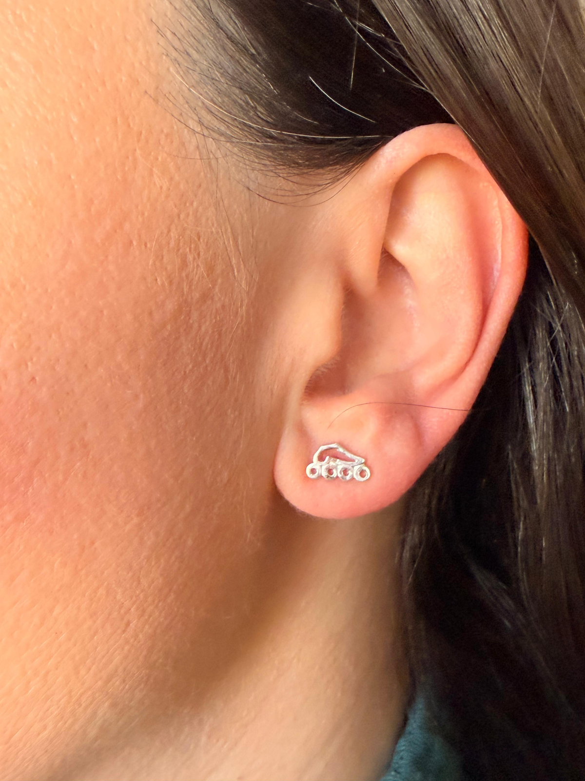 Inline Skate Stud Earrings – Solid Sterling Silver