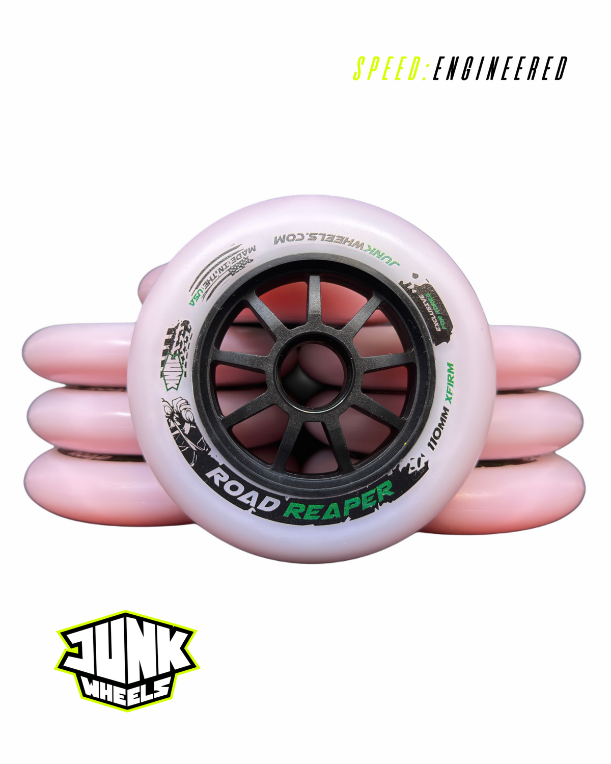 Junk Road Reaper Korea Edition XFirm Set Of 8 Wheels - Black Hub 