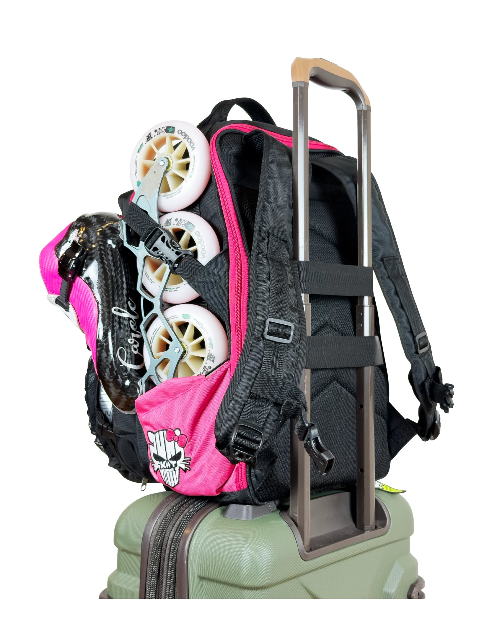 Skate Backpack Black and Fluo pink
