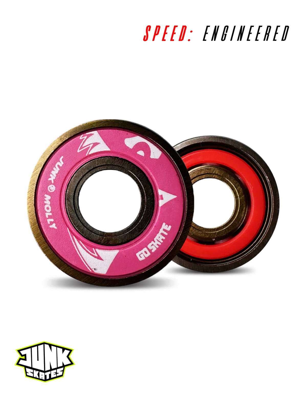 Junk Molly Ceramic Bearings 🛼🌸✨ – Rose Gold + Titanium – Park &amp; Speed Skater Edition