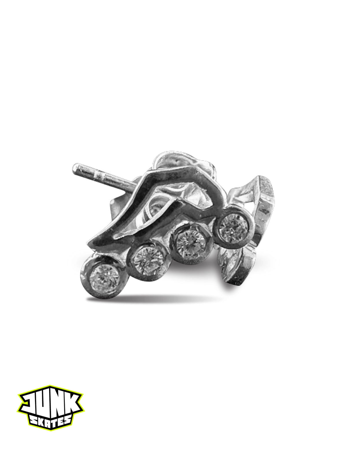 Inline Skate Stud Earrings with CZ Wheel Stones